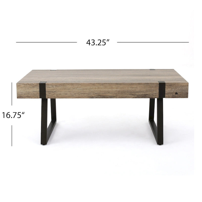 Tavolino da caffè Abitha effetto legno di Christopher Knight Home - 43.25 L x 23.60 W x 16.75 H