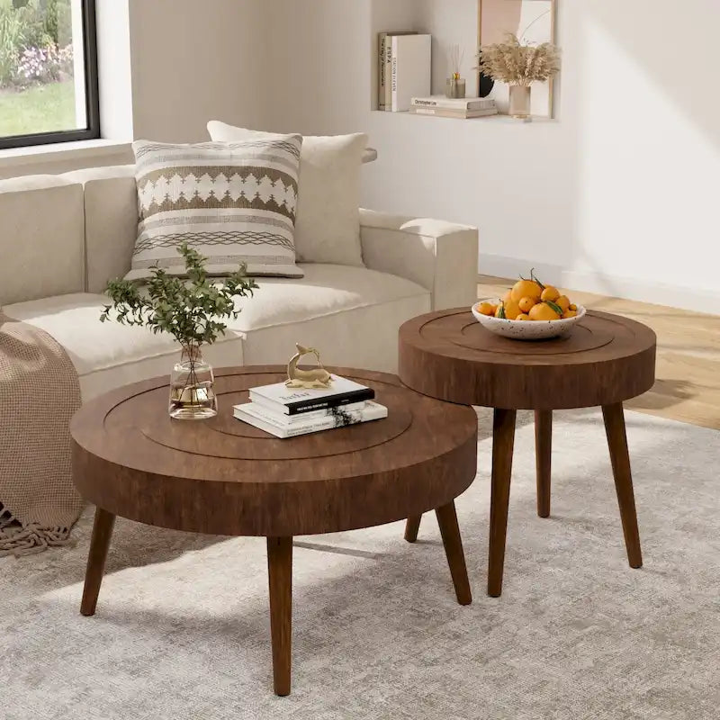 Tavolino da salotto in legno massello marrone rustico COSIEST