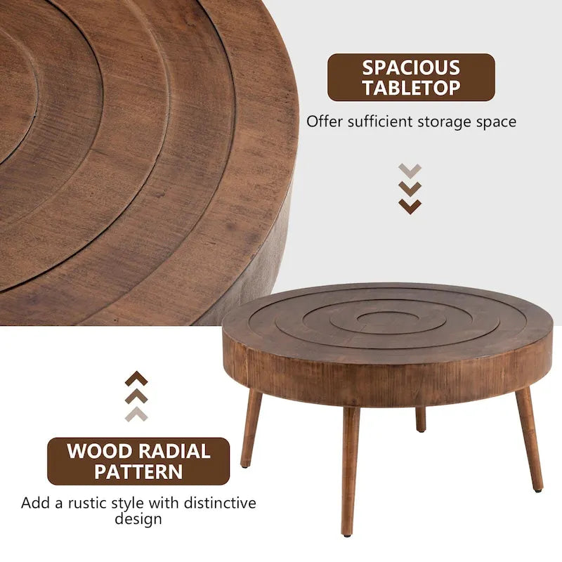 Tavolino da salotto in legno massello marrone rustico COSIEST