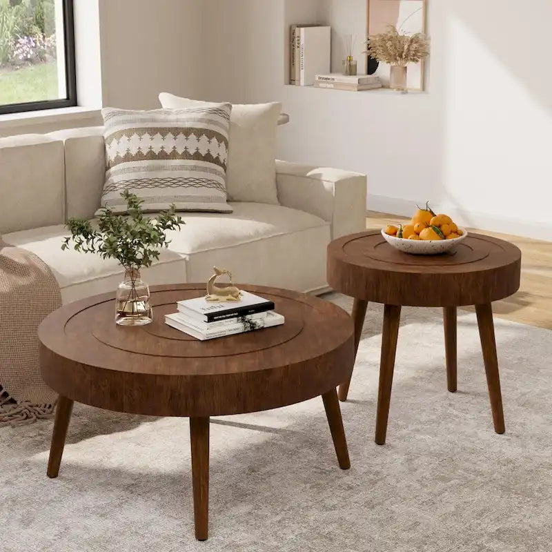 Tavolino da salotto in legno massello marrone rustico COSIEST