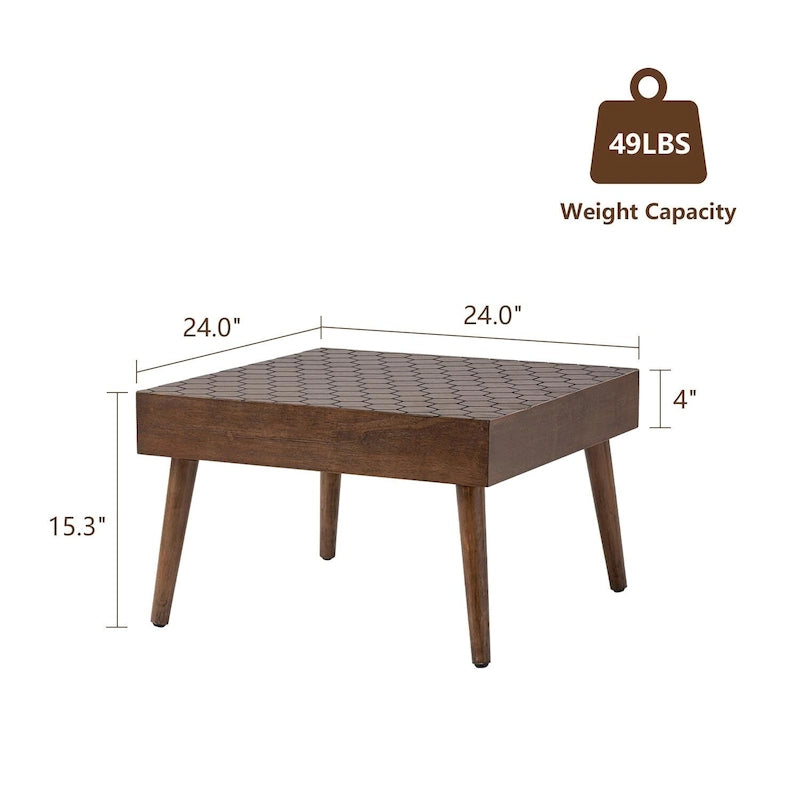 Tavolino da salotto in legno massello marrone rustico COSIEST