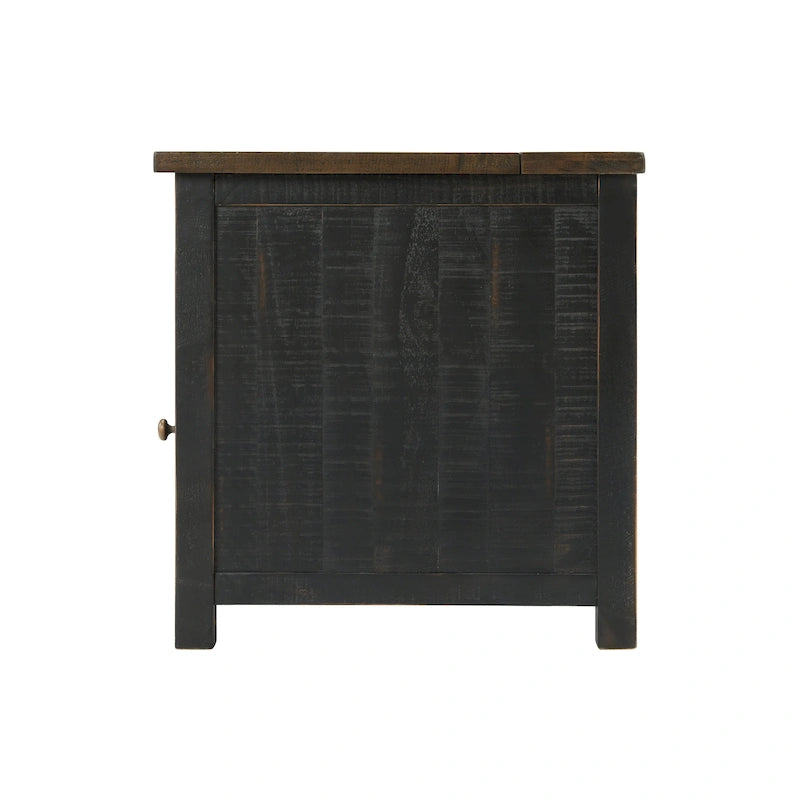 Table d'appoint de chevet Monterey en bois massif avec prises de courant cachées
