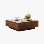 Tavolino da Caffè Mid Century ModernTavolino da Salotto Minimalista in Legno Impiallacciato con Contenitore, Completamente Assemblato