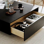Tavolino da Caffè Mid Century ModernTavolino da Salotto Minimalista in Legno Impiallacciato con Contenitore, Completamente Assemblato