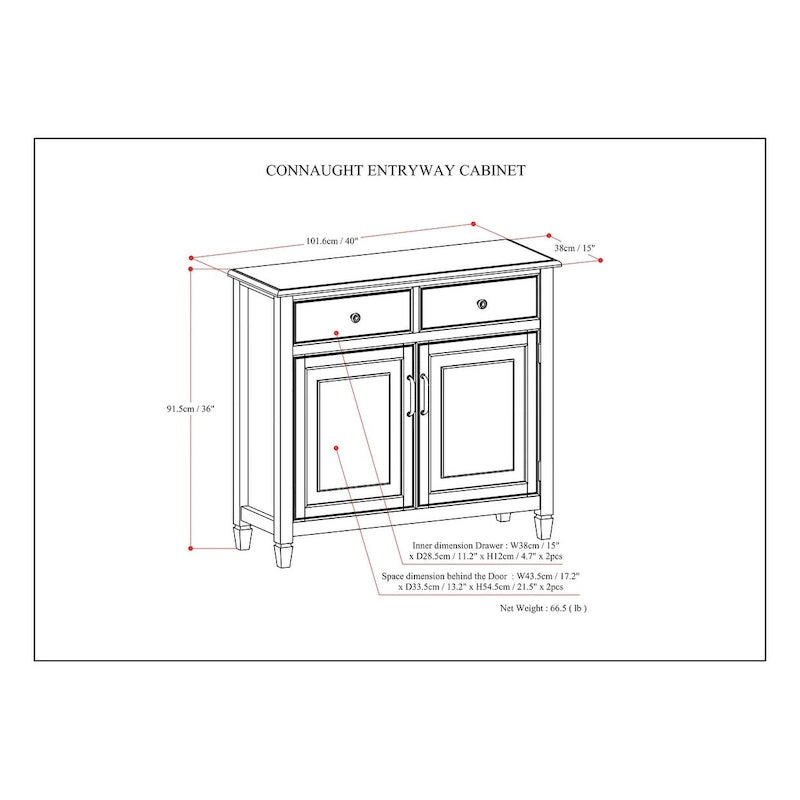 WYNDENHALL Hampshire mobiletto contenitore tradizionale per ingresso in legno massello, 40" di larghezza - 40" L x 15" P x 36" H