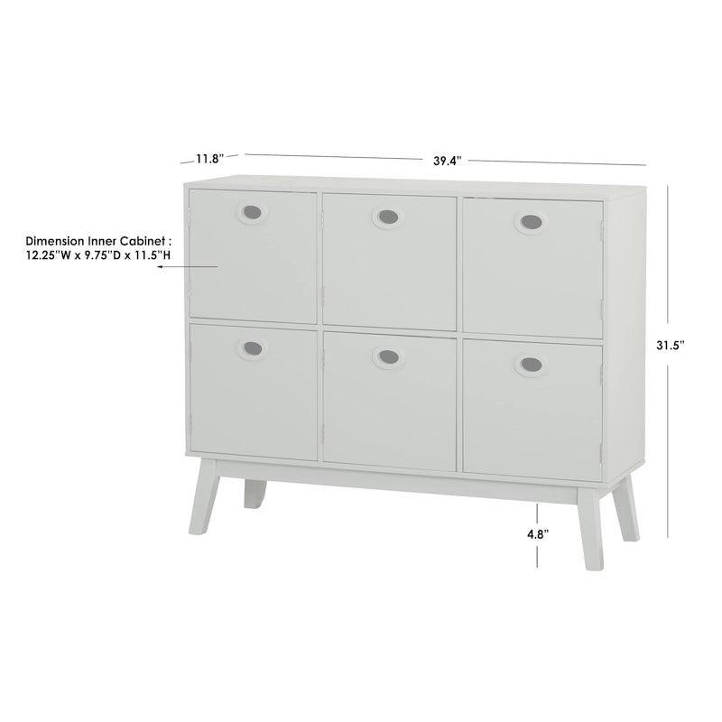 Mobile contenitore a 6 ante Jamie Simple Living, stile moderno di metà secolo