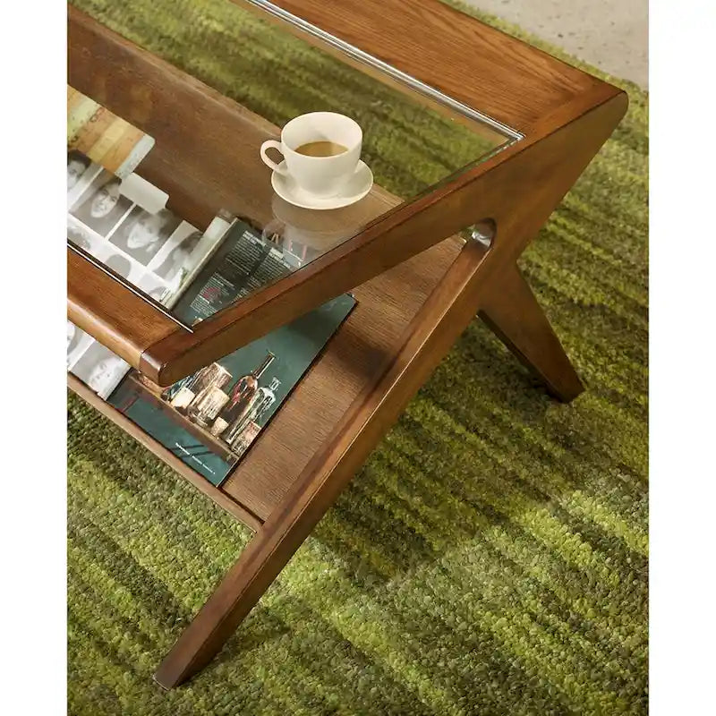 Tavolino da caffè INK+IVY Rocket in legno e vetro temperato