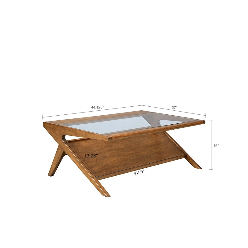 Tavolino da caffè INK+IVY Rocket in legno e vetro temperato