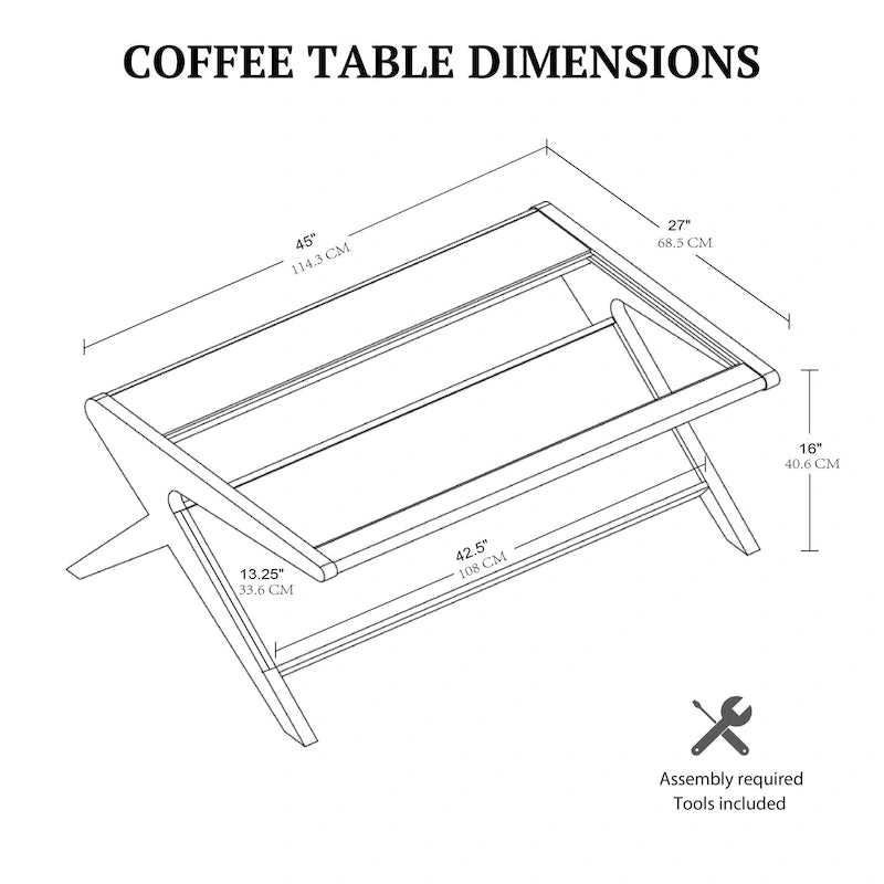 Tavolino da caffè INK+IVY Rocket in legno e vetro temperato
