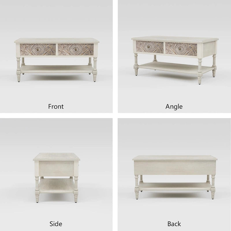 COSIEST Vintage Solid Wood 2-Drawers Console Table-31.5W x 12L x 30H