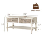 COSIEST Vintage Solid Wood 2-Drawers Console Table-31.5W x 12L x 30H