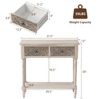 COSIEST Vintage Solid Wood 2-Drawers Console Table-31.5W x 12L x 30H