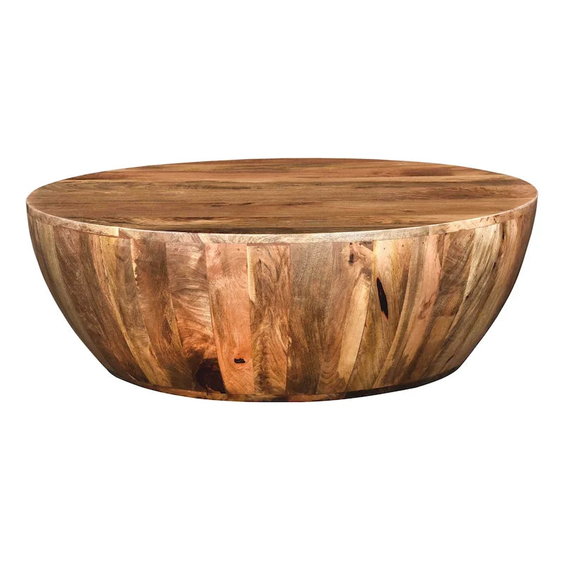 Tavolino da caffè Arthur Mango Wood di forma rotonda, Marrone scuro