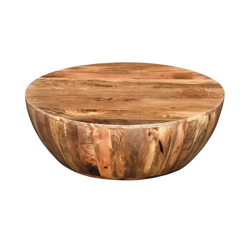 Tavolino da caffè Arthur Mango Wood di forma rotonda, Marrone scuro