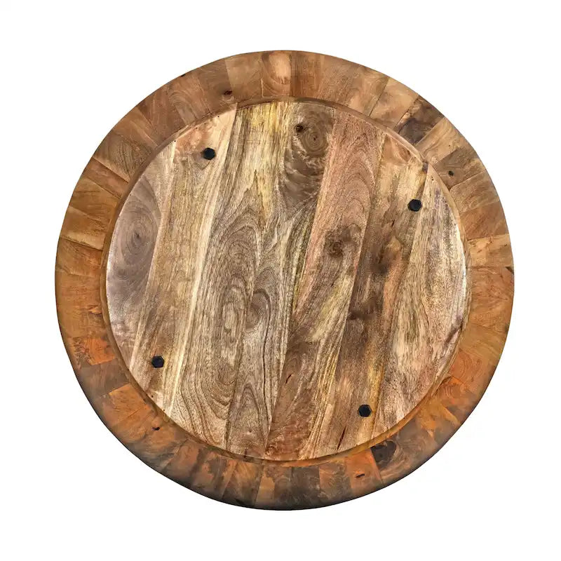 Tavolino da caffè Arthur Mango Wood di forma rotonda, Marrone scuro