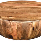 Tavolino da caffè Arthur Mango Wood di forma rotonda, Marrone scuro