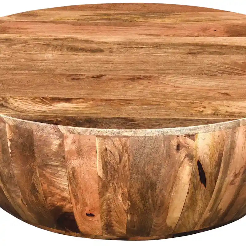Tavolino da caffè Arthur Mango Wood di forma rotonda, Marrone scuro