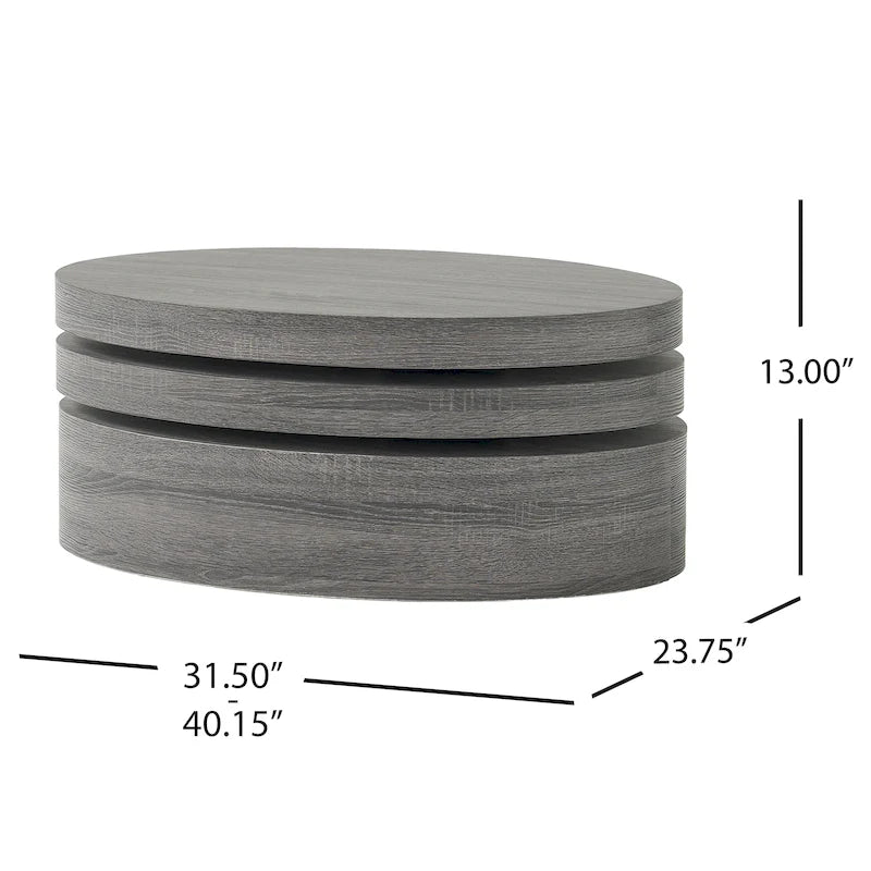 Tavolino da Caffè Ovale Carson Mod Girevole in Legno di Christopher Knight Home
