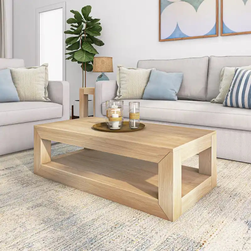Table basse rectangulaire moderne avec étagère Plank and Beam