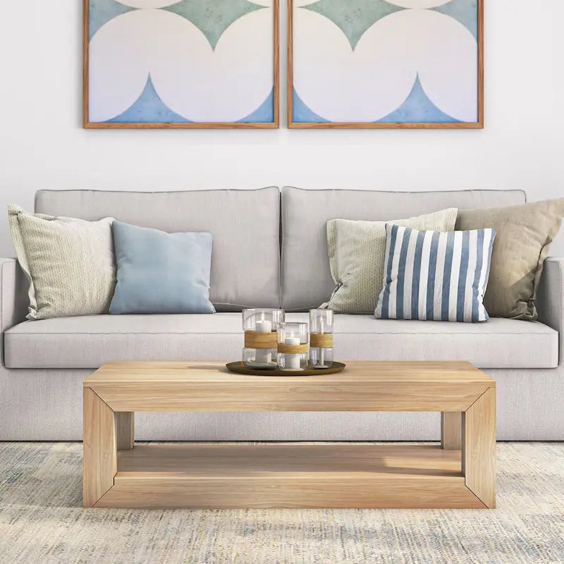 Table basse rectangulaire moderne avec étagère Plank and Beam