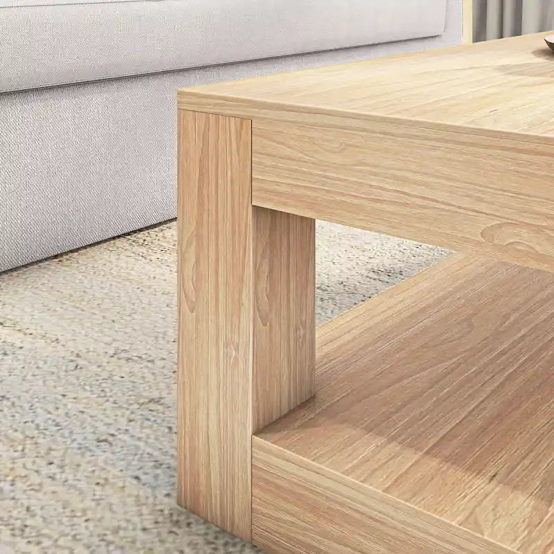 Table basse rectangulaire moderne avec étagère Plank and Beam