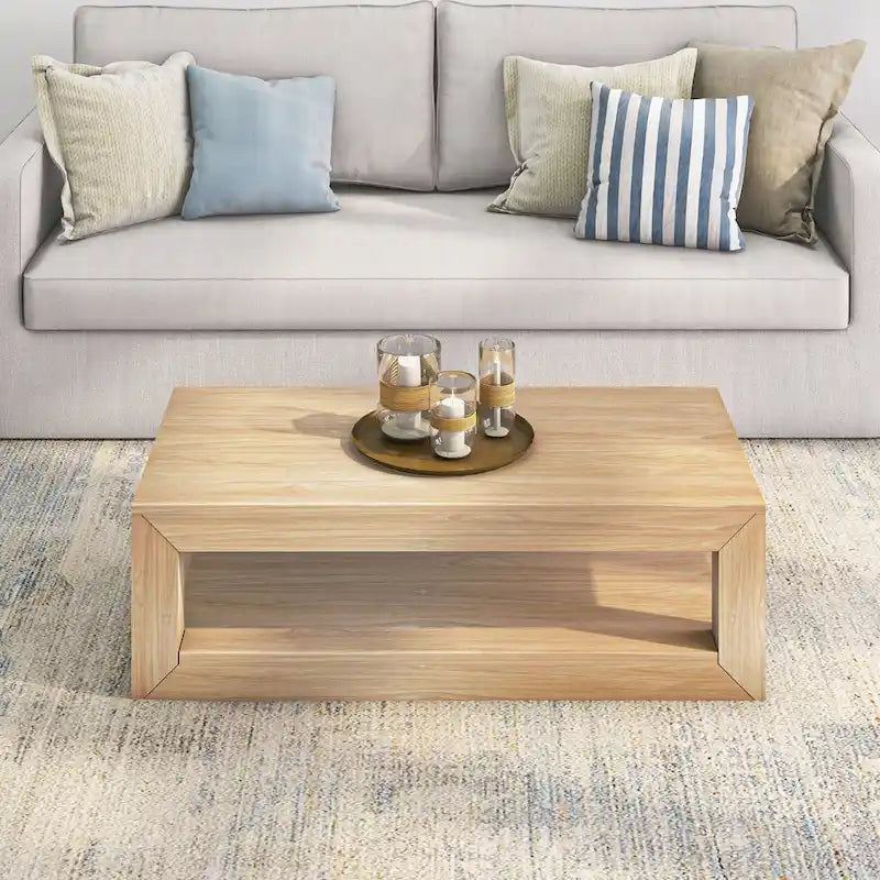Table basse rectangulaire moderne avec étagère Plank and Beam