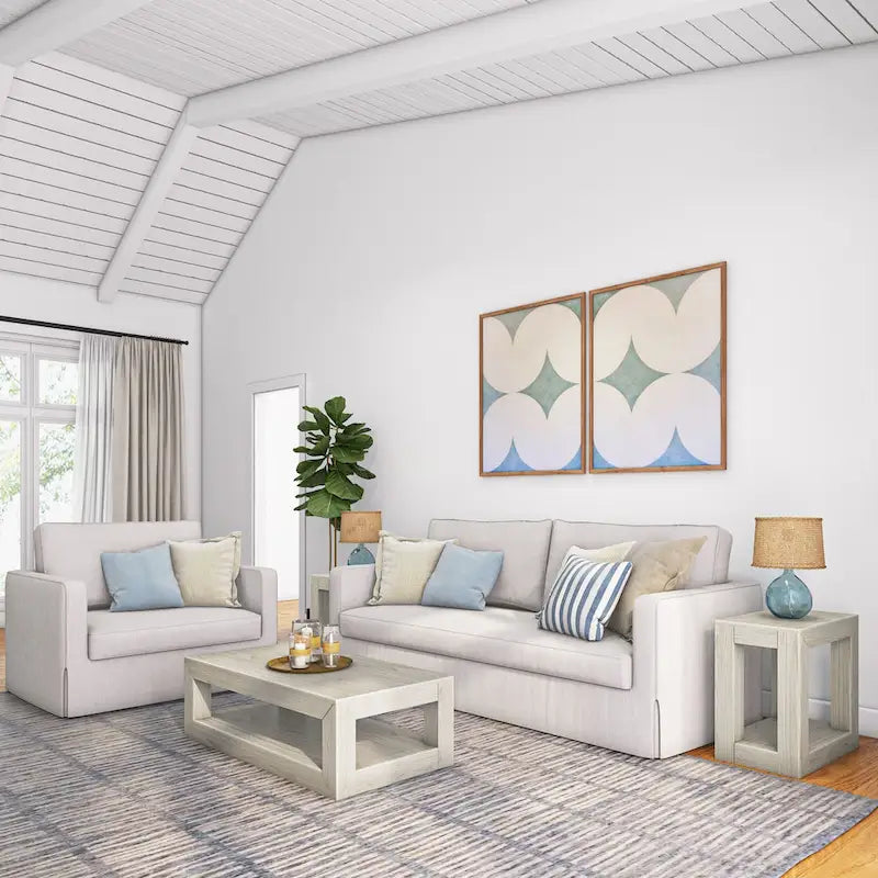 Table basse rectangulaire moderne avec étagère Plank and Beam