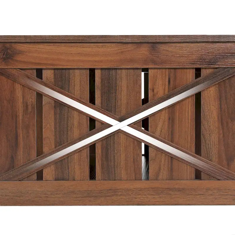 Table basse carrée en bois, style rustique moderne, avec rangement