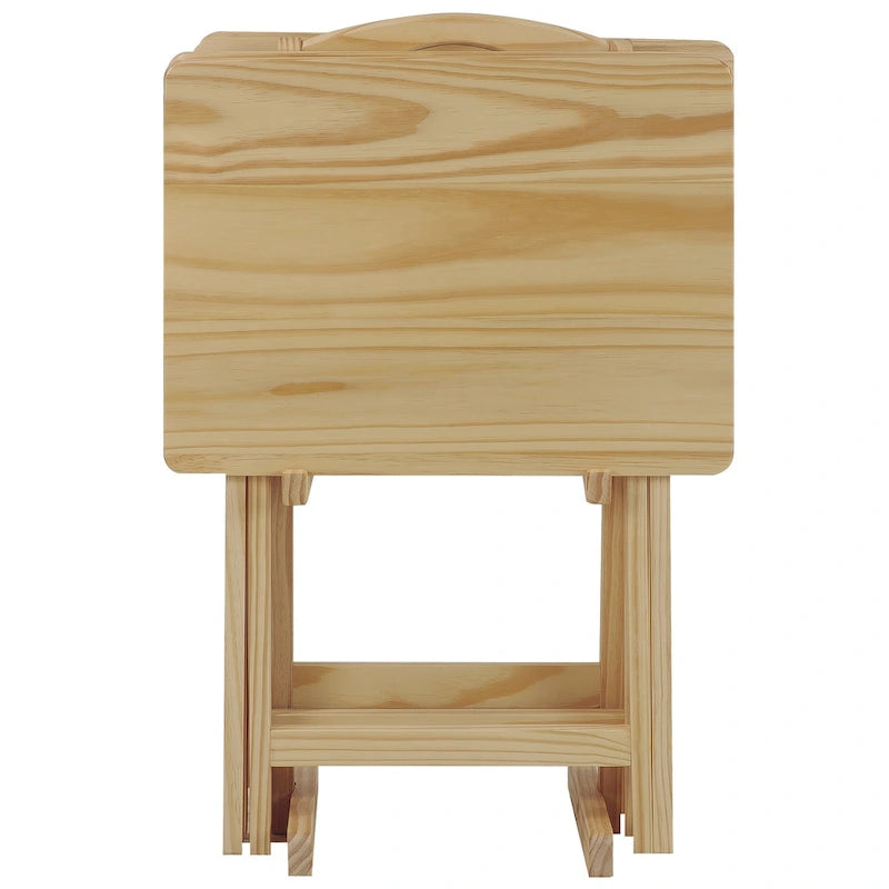 Set di 5 tavolini vassoio tradizionali in legno massello Laflin di Porch & Den
