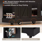 Kitchen Cart with Tempered Glass Doors, Side Racks, Power Outlet, and Drop Leaf