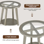 Tavolino rotondo in vetro a 2 livelli COSIEST per soggiorno - 56x56x61 cm