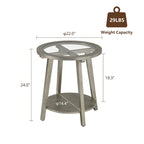 Tavolino rotondo in vetro a 2 livelli COSIEST per soggiorno - 56x56x61 cm