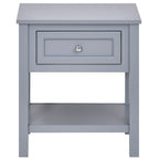 HOMCOM Comodino Tavolino da Salotto con Piano Grigio, Cassetto Contenitore e Ripiano Inferiore