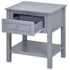 HOMCOM Comodino Tavolino da Salotto con Piano Grigio, Cassetto Contenitore e Ripiano Inferiore