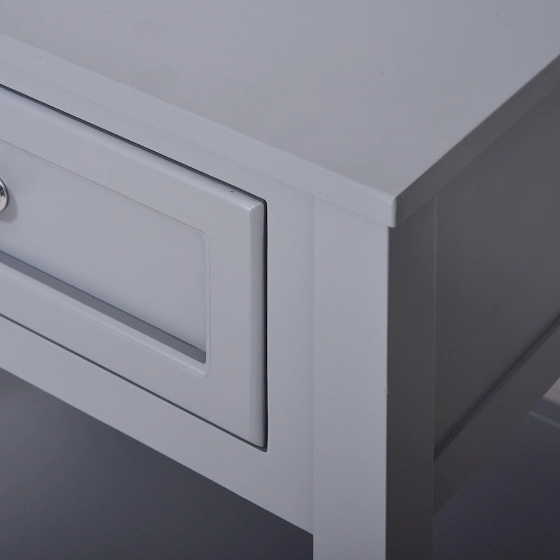 HOMCOM Comodino Tavolino da Salotto con Piano Grigio, Cassetto Contenitore e Ripiano Inferiore