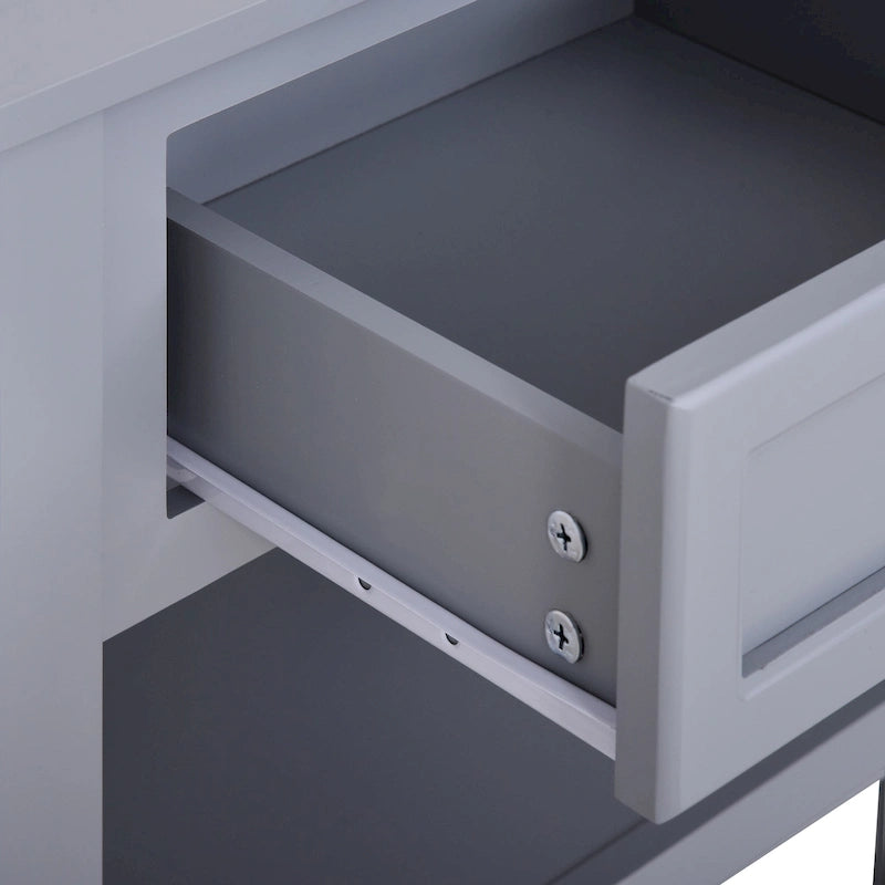 HOMCOM Comodino Tavolino da Salotto con Piano Grigio, Cassetto Contenitore e Ripiano Inferiore