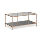 Tavolino da caffè rettangolare SEI Furniture Grant Goldtone con piano in vetro e ripiano inferiore
