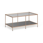 Tavolino da caffè rettangolare SEI Furniture Grant Goldtone con piano in vetro e ripiano inferiore