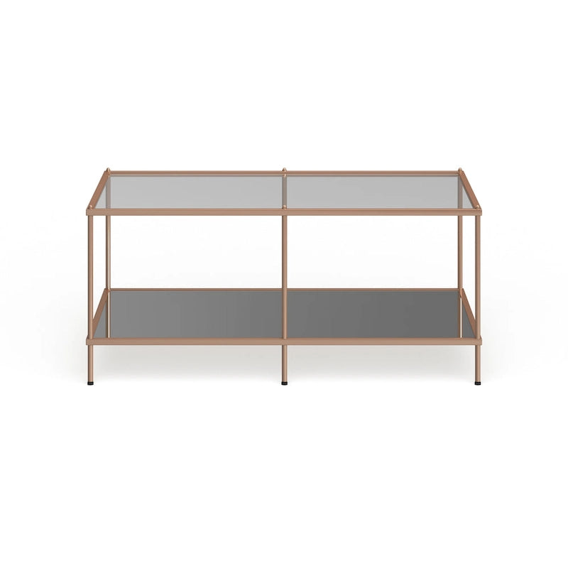 Tavolino da caffè rettangolare SEI Furniture Grant Goldtone con piano in vetro e ripiano inferiore