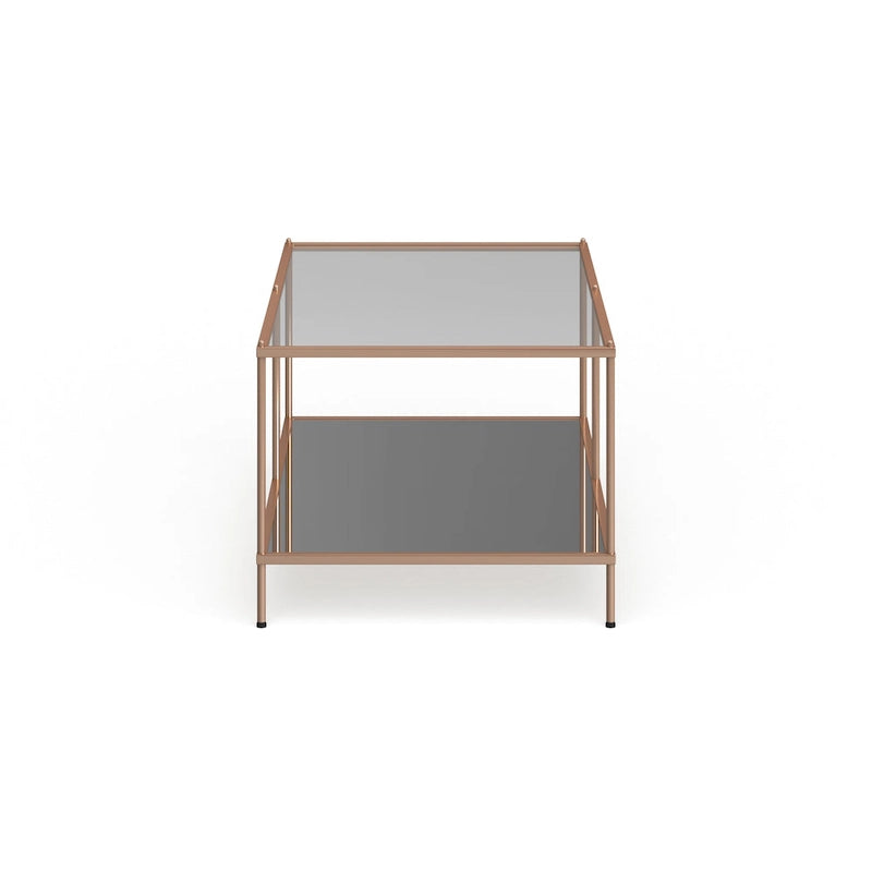 Tavolino da caffè rettangolare SEI Furniture Grant Goldtone con piano in vetro e ripiano inferiore