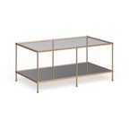 Tavolino da caffè rettangolare SEI Furniture Grant Goldtone con piano in vetro e ripiano inferiore