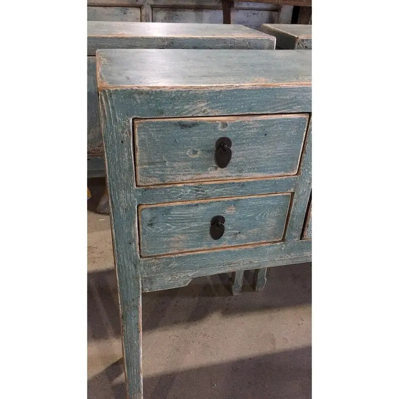 Consolle Artissance con 4 cassetti, 99 cm, color acquamarina anticato