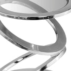 Tavolino rotondo astratto HomeRoots 17 in vetro trasparente e alluminio argento