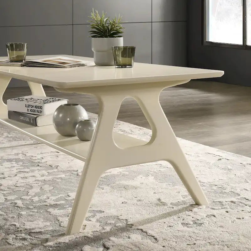 Tavolino da caffè in legno Arona di Roundhill Furniture, stile moderno di metà secolo, con ripiano