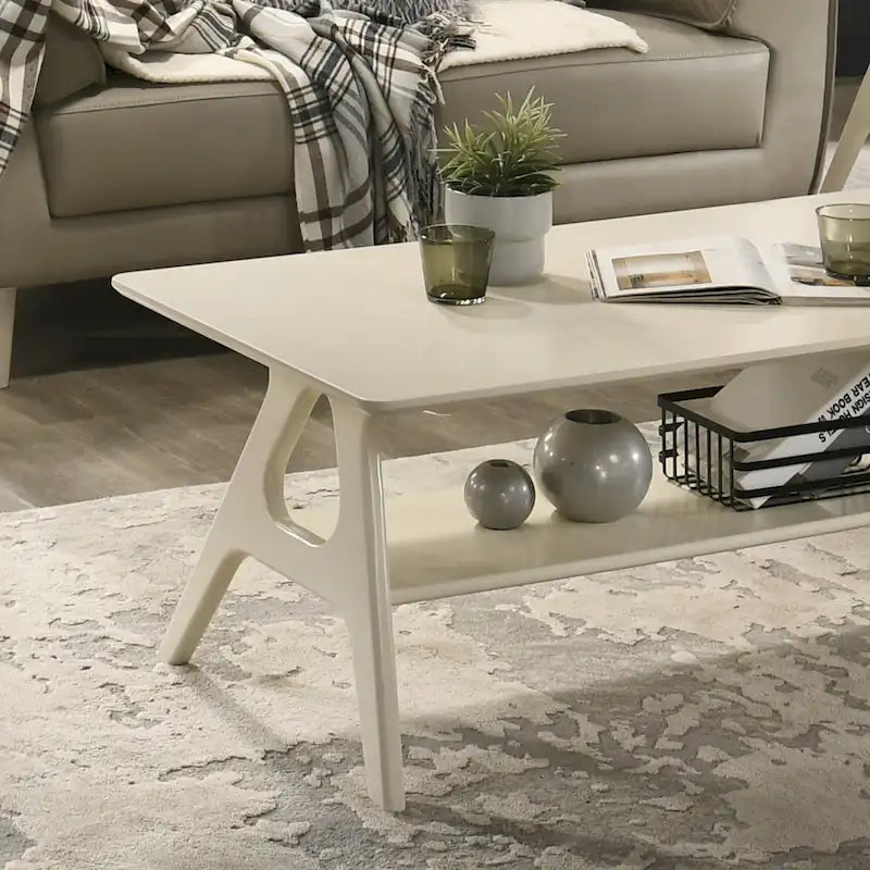 Tavolino da caffè in legno Arona di Roundhill Furniture, stile moderno di metà secolo, con ripiano
