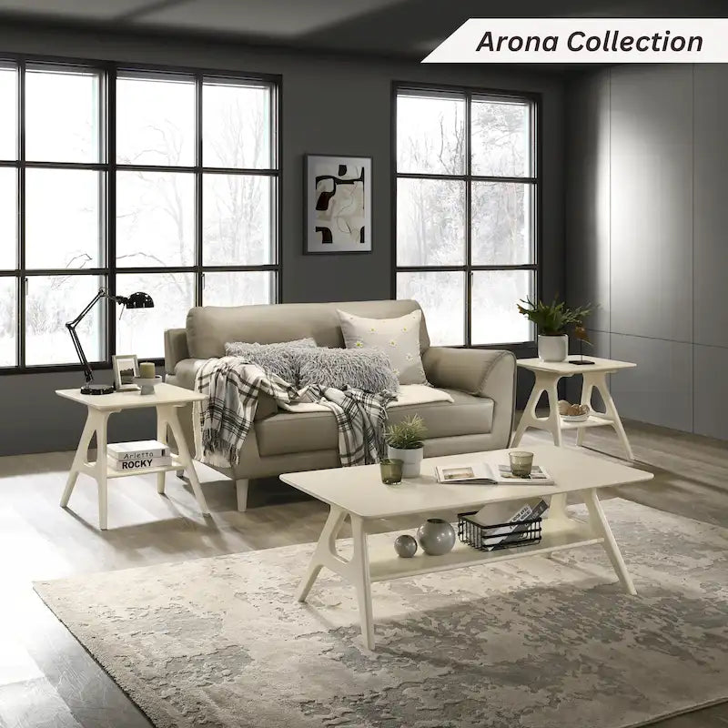 Tavolino da caffè in legno Arona di Roundhill Furniture, stile moderno di metà secolo, con ripiano