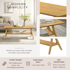 Tavolino da caffè in legno Arona di Roundhill Furniture, stile moderno di metà secolo, con ripiano