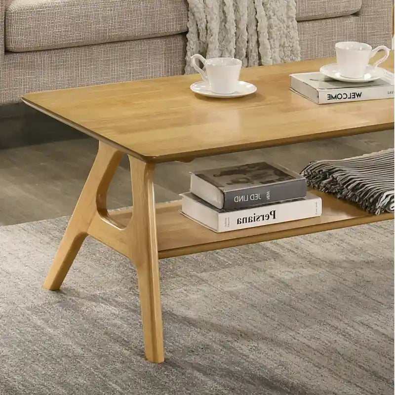 Tavolino da caffè in legno Arona di Roundhill Furniture, stile moderno di metà secolo, con ripiano