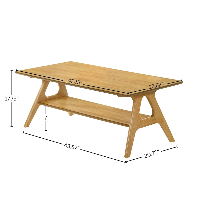Tavolino da caffè in legno Arona di Roundhill Furniture, stile moderno di metà secolo, con ripiano