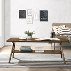 Tavolino da caffè in legno Arona di Roundhill Furniture, stile moderno di metà secolo, con ripiano